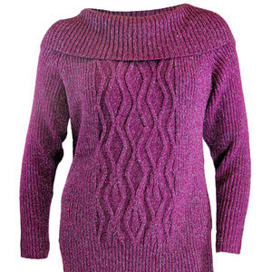 0x Purple Long Sleeve Collared Ribbed Sweater Style & Co NEW w/ Tags Plus Sizes
